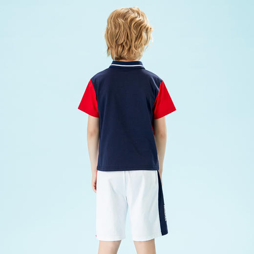 mettekids儿童短袖T恤男童两件套凉爽潮透气上衣polo衫五分裤夏装 商品图4