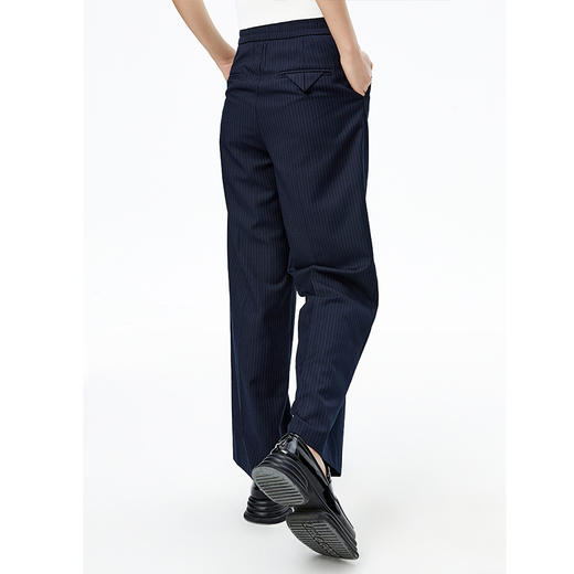 NEELLY纳俪条纹西裤女垂感高级感休闲裤秋季新款宽松直筒阔腿裤N22081H01061 商品图4