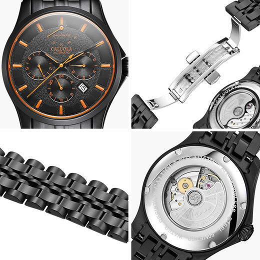 卡罗莱男士手表多功能全自动机械表运动男表防水日历蓝针腕表 CA1163MM 商品图2