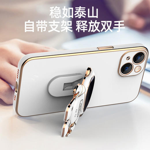 【镜头保护电镀全包边 自带多功能支架】立体宇航员适用iPhone13手机壳全包防摔12ProMax电镀支架保护套苹果全系型号 商品图3