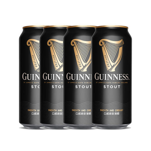 MM 山姆 健力士（Guinness）爱尔兰进口 司陶特啤酒 黑啤 440ml*4 商品图0