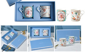【团购展示】WEDGWOOD玮致活 漫游美境洛可可花卉+山茶花马克杯对杯礼盒