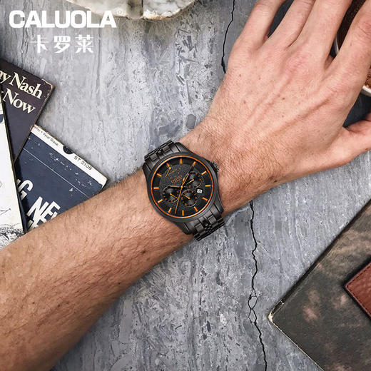 卡罗莱男士手表多功能全自动机械表运动男表防水日历蓝针腕表 CA1163MM 商品图3