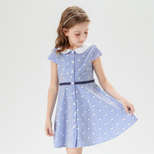 mettekids儿童裙子2022夏季新款童装洋气时髦潮娃娃领女童连衣裙 商品图4