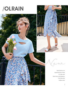 OLrain法式高级穿搭短袖T恤女夏季2022年新款时尚镂空设计感上衣