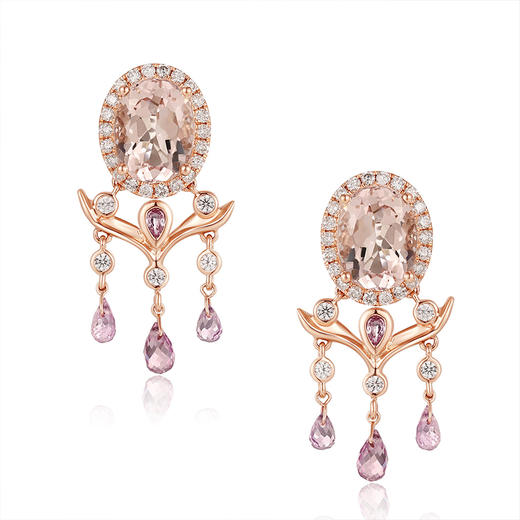 Sugar Morganite方糖摩根石系列 | 克瑞斯麦穗摩根石玫瑰金耳环 商品图3