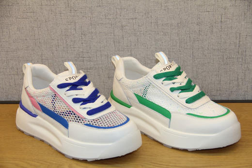 豪行2022年夏季22251921透气单网大网眼厚底版鞋运动休闲网面女鞋 专柜正品 商品图3