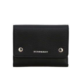 【一】BURBERRY 巴宝莉 女士字母徽标小号皮革折叠钱包票夹 黑色 8005560 A1189