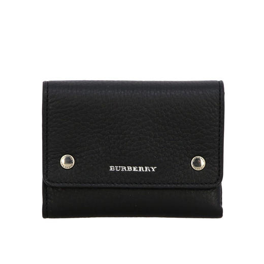 【一】BURBERRY 巴宝莉 女士字母徽标小号皮革折叠钱包票夹 黑色 8005560 A1189 商品图0