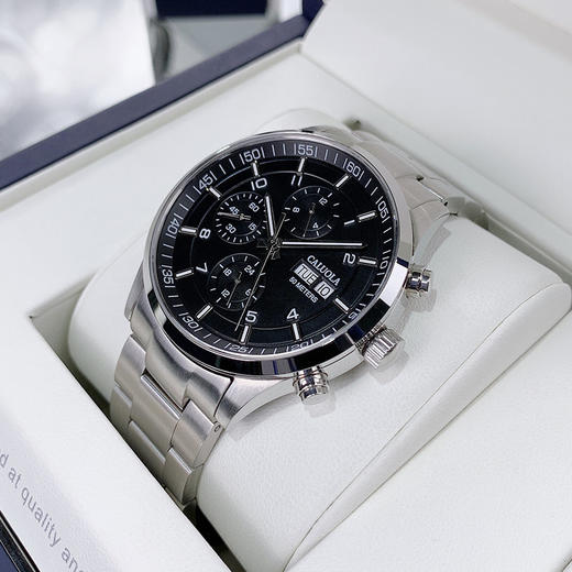 卡罗莱全自动机械表皮带男士手表防水精钢带学生黑色夜光 CA1069M-1 商品图0