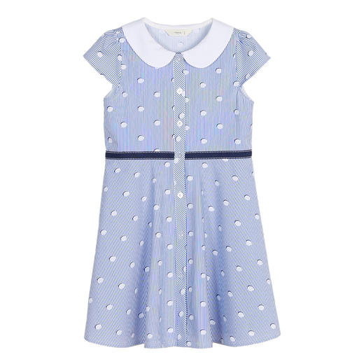 mettekids儿童裙子2022夏季新款童装洋气时髦潮娃娃领女童连衣裙 商品图7