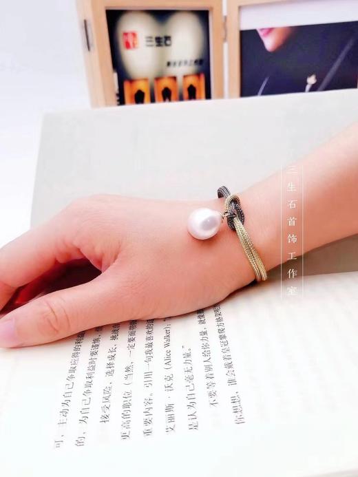 天然巴洛克珍珠·意大利双色设计手链 商品图7