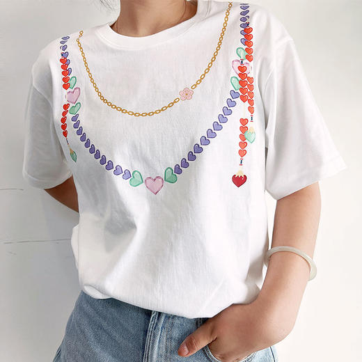 【采购专享】宫里的世界 朝珠印花纯棉短袖T恤 商品图0