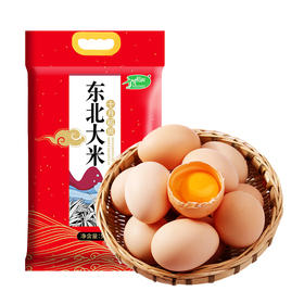 TY（分两个包裹发货）王明公  现捡土鸡蛋30枚/箱*1+十月稻田 东北大米5kg/袋*1【鲜享1.0】