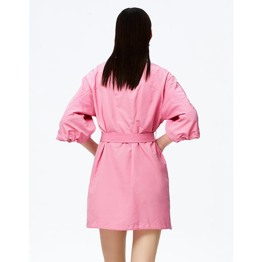 NEELLY纳俪2022秋季新品圆领连衣裙女休闲收腰系带七分袖A字裙N22081Y01065 商品图4