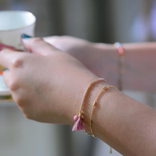 【流苏手链】VIKIKO 怀旧款水晶小吊 流苏手链绳双层风格 15-20cm 商品图0