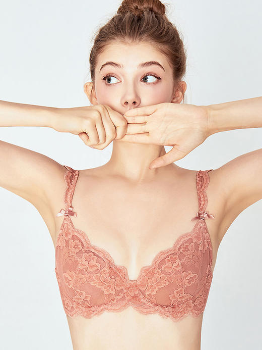 好奇蜜斯法式内衣女大胸显小胸夏季薄款文胸套装性感纯欲蕾丝上托梅琪 商品图1