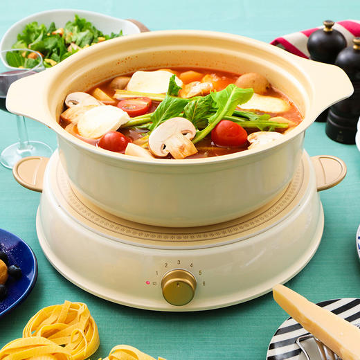 日本爱丽思 电磁炉火锅 家用陶瓷电热小火锅 电煮锅 不粘锅套装IHL-R14C 商品图3