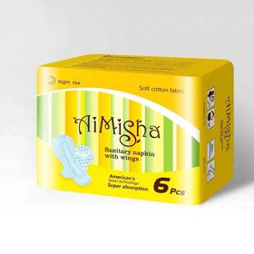 爱米莎卫生巾285mm夜用竹炭棉6片