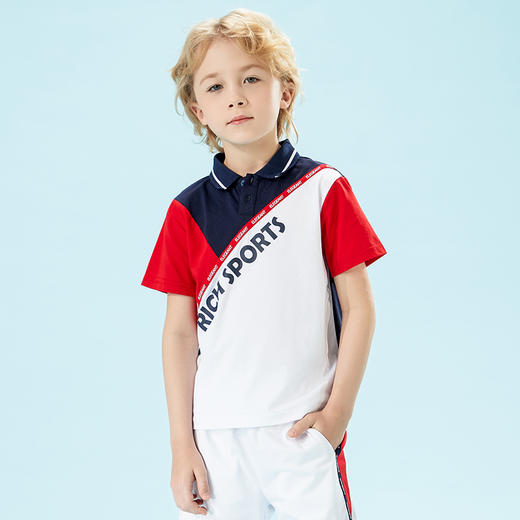 mettekids儿童短袖T恤男童两件套凉爽潮透气上衣polo衫五分裤夏装 商品图3