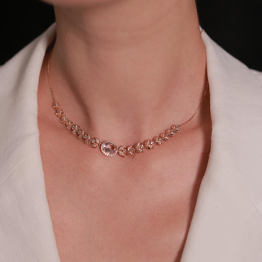 Sugar Morganite方糖摩根石系列 | 克瑞斯麦穗摩根石玫瑰金项链 商品图1