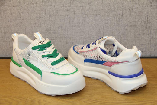 豪行2022年夏季22251921透气单网大网眼厚底版鞋运动休闲网面女鞋 专柜正品 商品图1