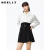 NEELLY纳俪衬衫拼接黑白撞色连衣裙女收腰简约通勤秋季A字裙中长N22081Y01068 商品缩略图1