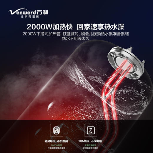 万和 60升  电热水器 双防电盾 自动断电 一键智能预约 8重安全防护E60-MC1 商品图1