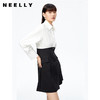 NEELLY纳俪衬衫拼接黑白撞色连衣裙女收腰简约通勤秋季A字裙中长N22081Y01068 商品缩略图2