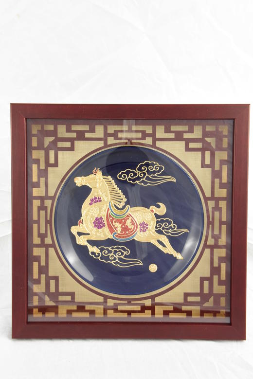 中华老字号马踏祥云盘挂件（8英寸蓝釉）送礼必备 商品图1