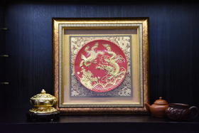 中华老字号牡丹龙凤盘挂件（8英寸红）送礼必备