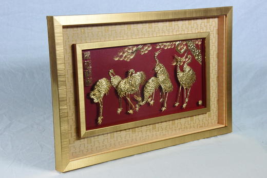 中华老字号蔡氏漆线雕九鹤祥瑞挂屏送礼必备 商品图0