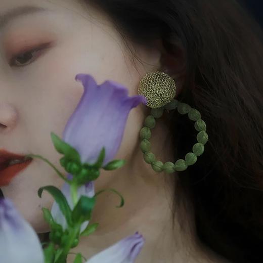 北京仓｜Rea-Moonlight Ballad-翠玉 草绿色 耳环［日本设计师］ 商品图0