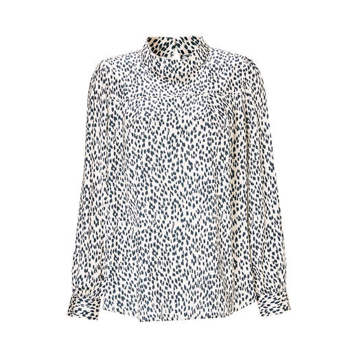 EITIE爱特爱秋冬新款修身显瘦百搭印花立领衬衣上衣小上衣6713410 商品图5