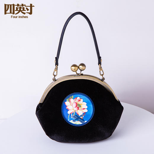 四英寸原创设计荷韵系列典藏款包包手工制作复古丝绒手提包87266 商品图1