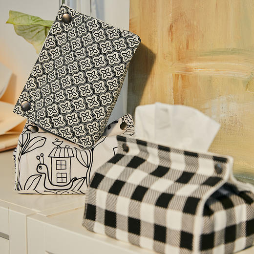 黑白经典系列布艺创意纸巾盒 商品图1