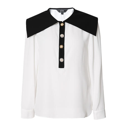 EITIE爱特爱秋季新款通勤百搭飘带直筒上衣衬衫6713402 商品图5