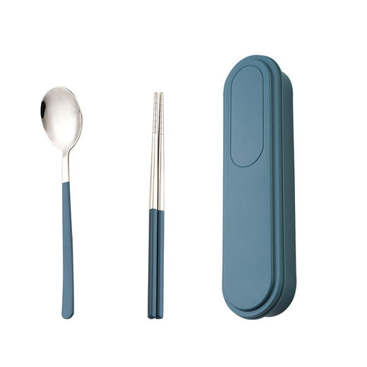 「304不锈钢材质」便携餐具两件套套装公司活动礼品 学生上班族筷勺餐饮用具盒装 商品图4