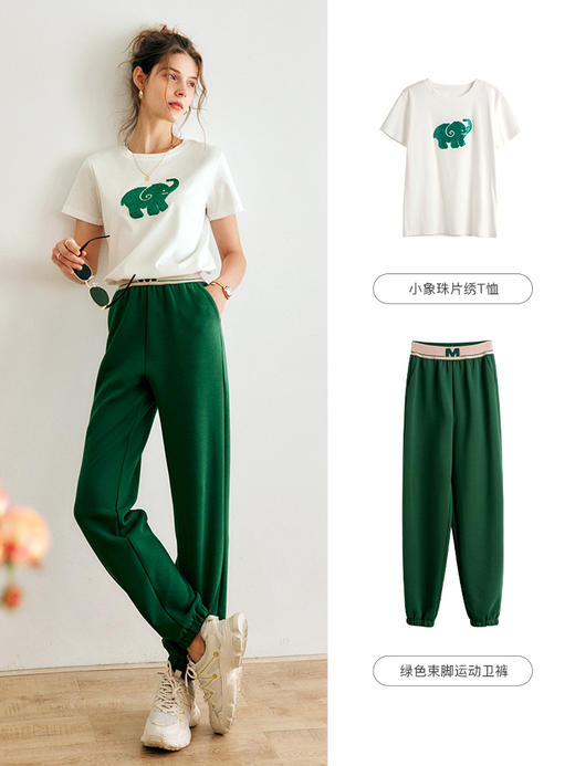 欧芮儿OLrain法式白色短袖T恤女夏季2022年新款小象绣纯棉上衣 商品图1