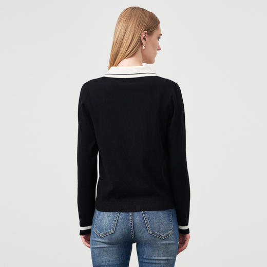 EITIE爱特爱秋季新品时尚拼接针织衫优雅打底衫女6701411 商品图10