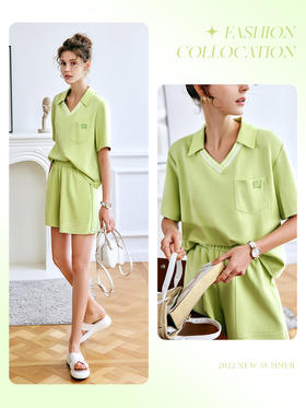 欧芮儿OLrain法式休闲时尚套装女夏季2022年新款T恤短裤两件套