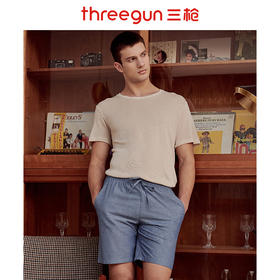 Threegun三枪 【麻感纯棉】机织布男士家居短裤-50643B911