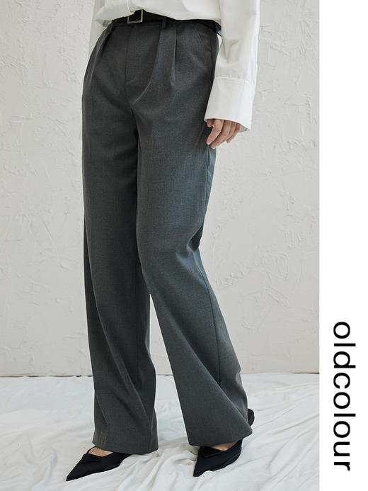 oldcolour灰色直筒西装阔腿裤早秋2022秋季高腰垂感休闲拖地裤女 商品图1