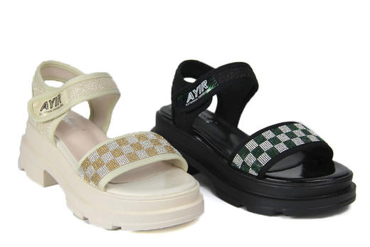 豪行2022年夏季款22201002时尚平跟宽松凉鞋中跟露趾方根女凉鞋 商品图3