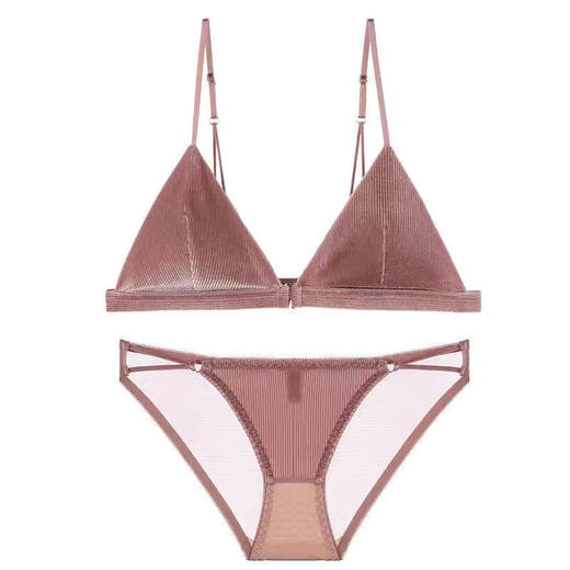 【恋上聚拢的舒适感】黛唯梵 法式前扣内衣，小胸聚拢无磁美背无钢圈性感文胸，夏季薄款胸罩套装七夕情人节 商品图3