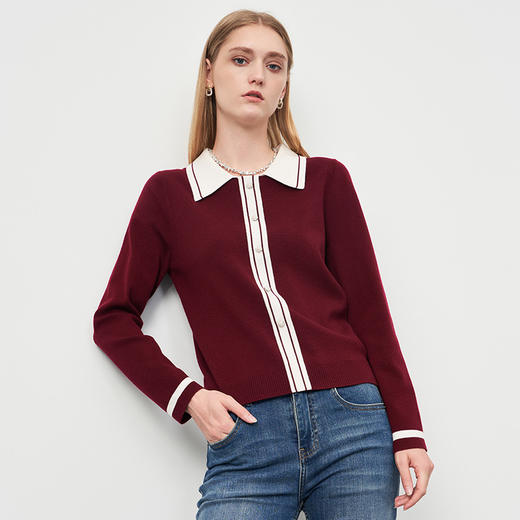 EITIE爱特爱秋季新品时尚拼接针织衫优雅打底衫女6701411 商品图2