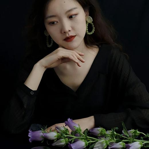 北京仓｜Rea-Moonlight Ballad-翠玉 草绿色 耳环［日本设计师］ 商品图4