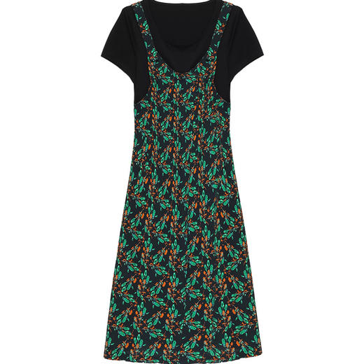 时尚假两件套装连衣裙修身短袖气质减龄印花背带裙子 商品图4