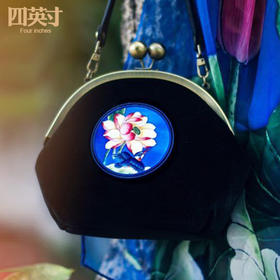四英寸原创设计荷韵系列典藏款包包手工制作复古丝绒手提包87266