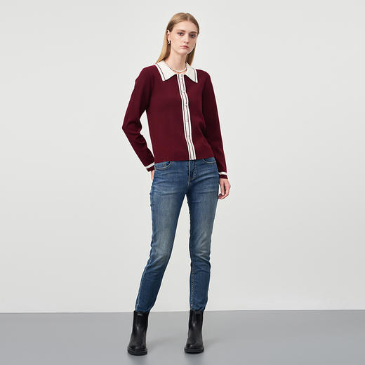 EITIE爱特爱秋季新品时尚拼接针织衫优雅打底衫女6701411 商品图4